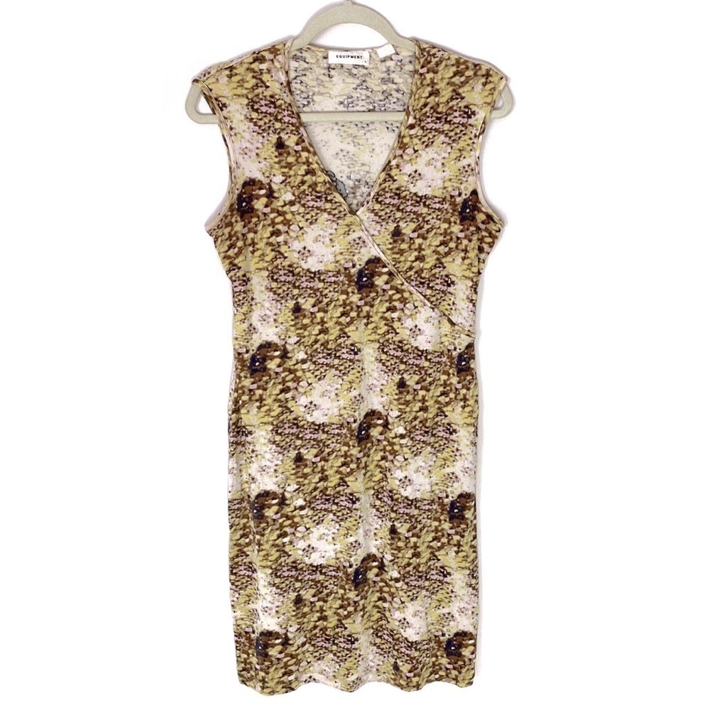 Equipment yellow abstract print sleeveless dress large